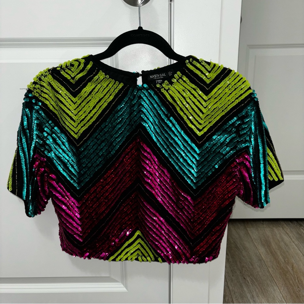 Nasty Gal sequin crop top